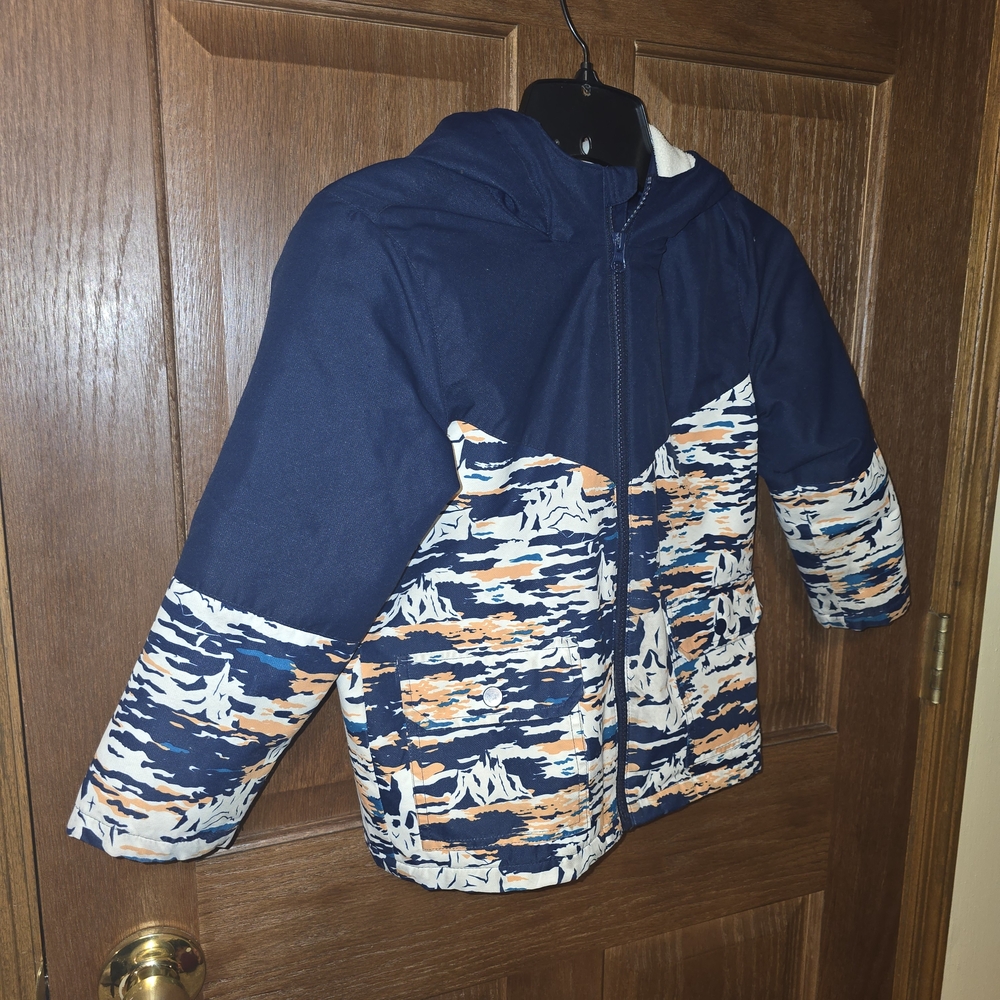 Swiss Tech Kids Blue Orange Lightweight Puffer Coat - Flip Pockets - Fair - 5T